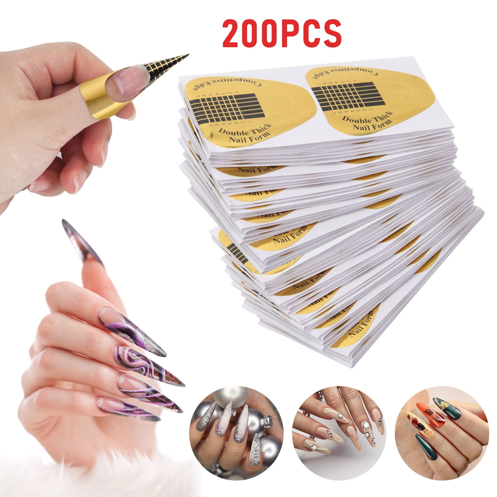 200 Pcs Long Nail Forms for Acrylic Nails, Thick Nail Art Tips Extension  Forms, Durable Acrylic Nail Paper Forms for Gel Nail, Nail Former Stickers  with Numbers Marked : Amazon.in: Beauty